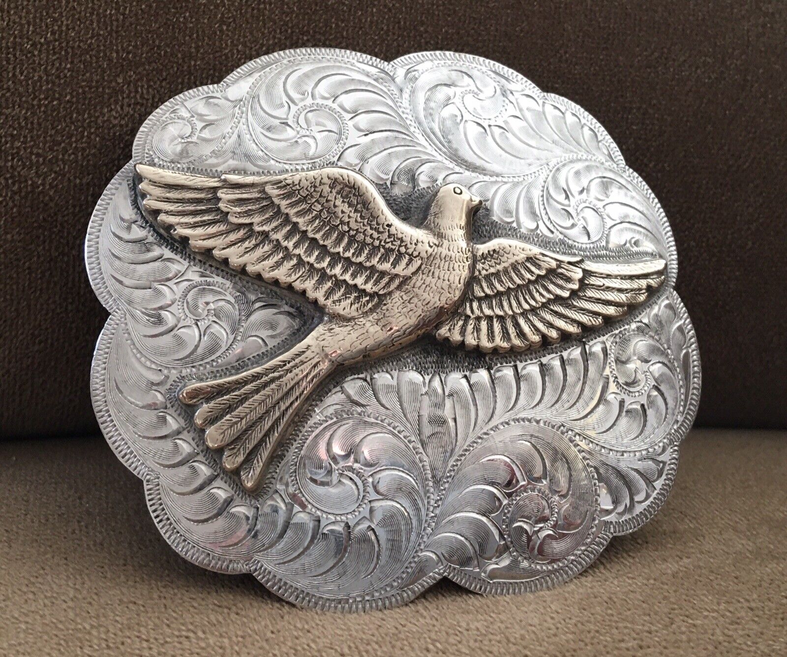 Rare Design Boyd Reno NV American Sterling Silver OL Sculpted Bird Belt Buckle