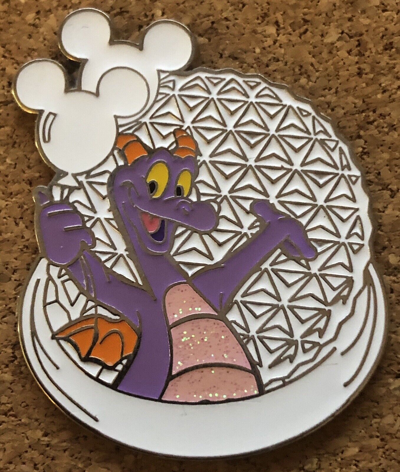Disney WDW - 2010 Color Your Own Pin - Figment With Spaceship Earth Pin