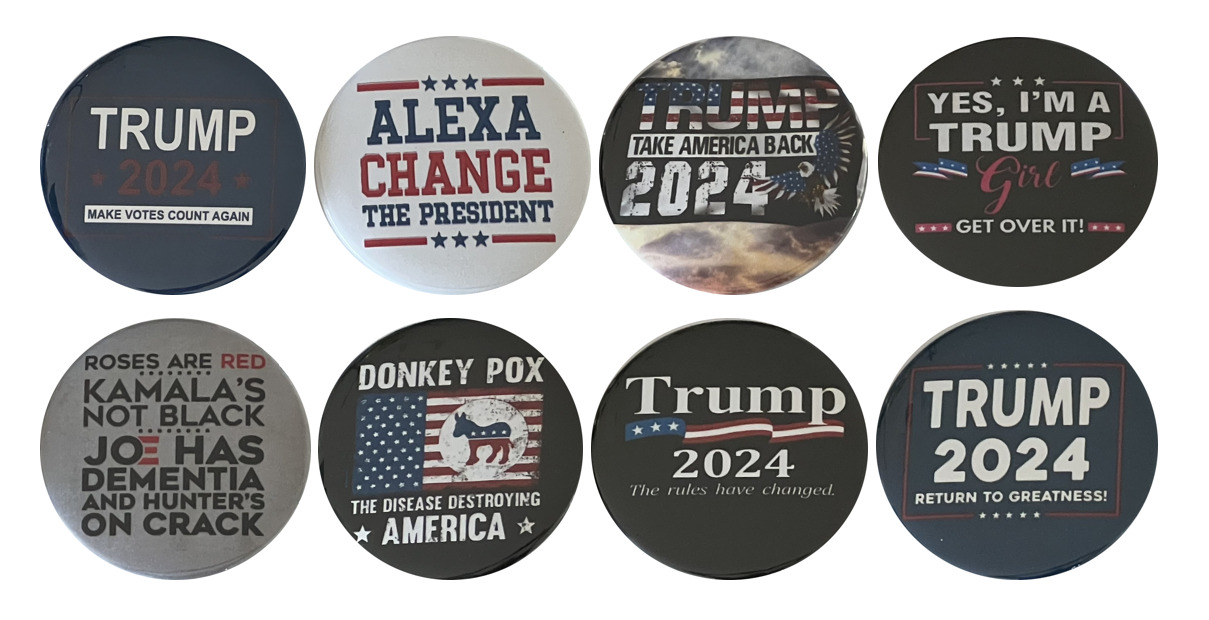 Donald Trump 2024 Buttons (8-pack pins) - Trump 2024 