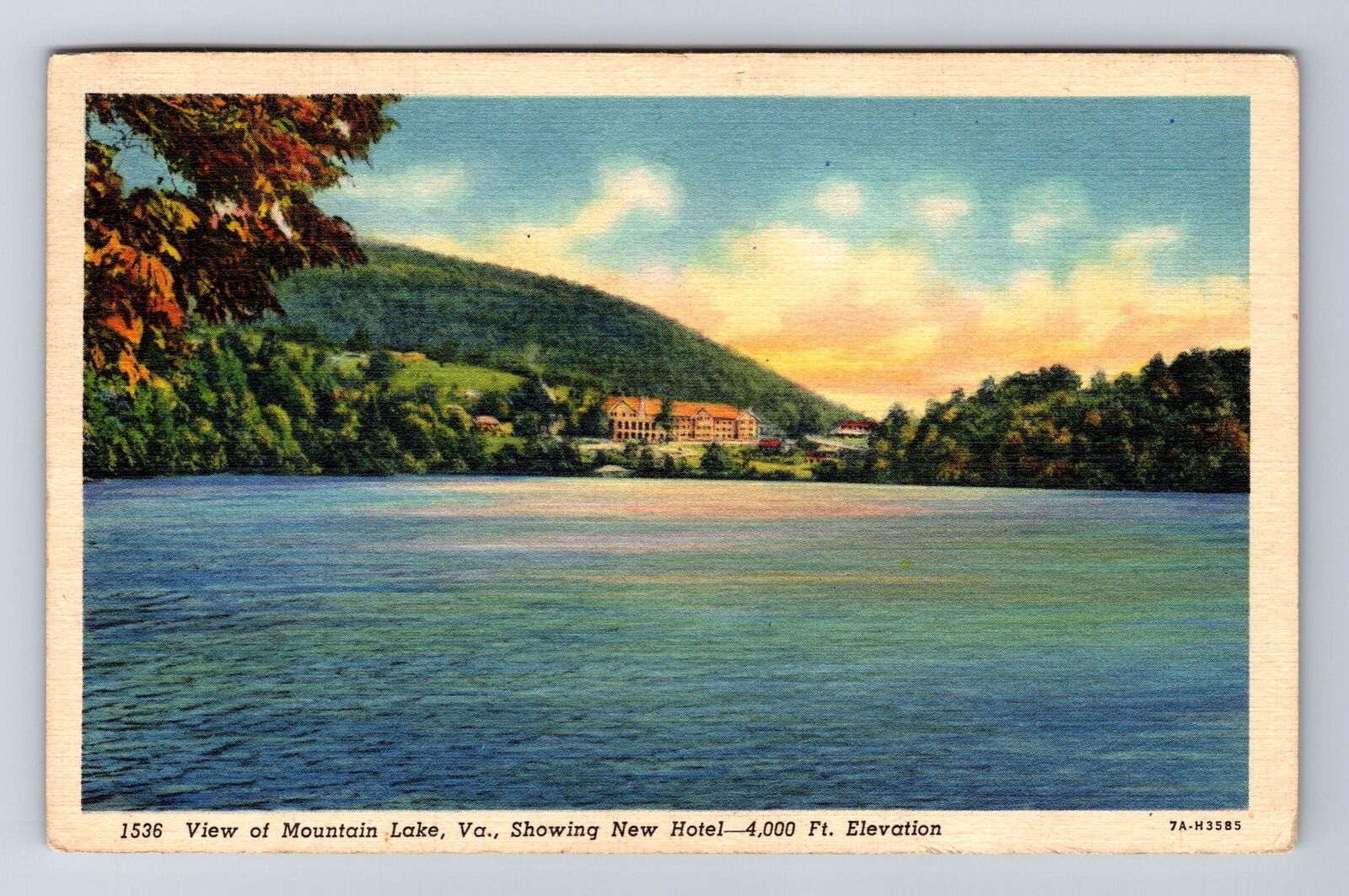Mountain Lake VA-Virginia, Scenic View Of Lake Area, Vintage c1939 Postcard