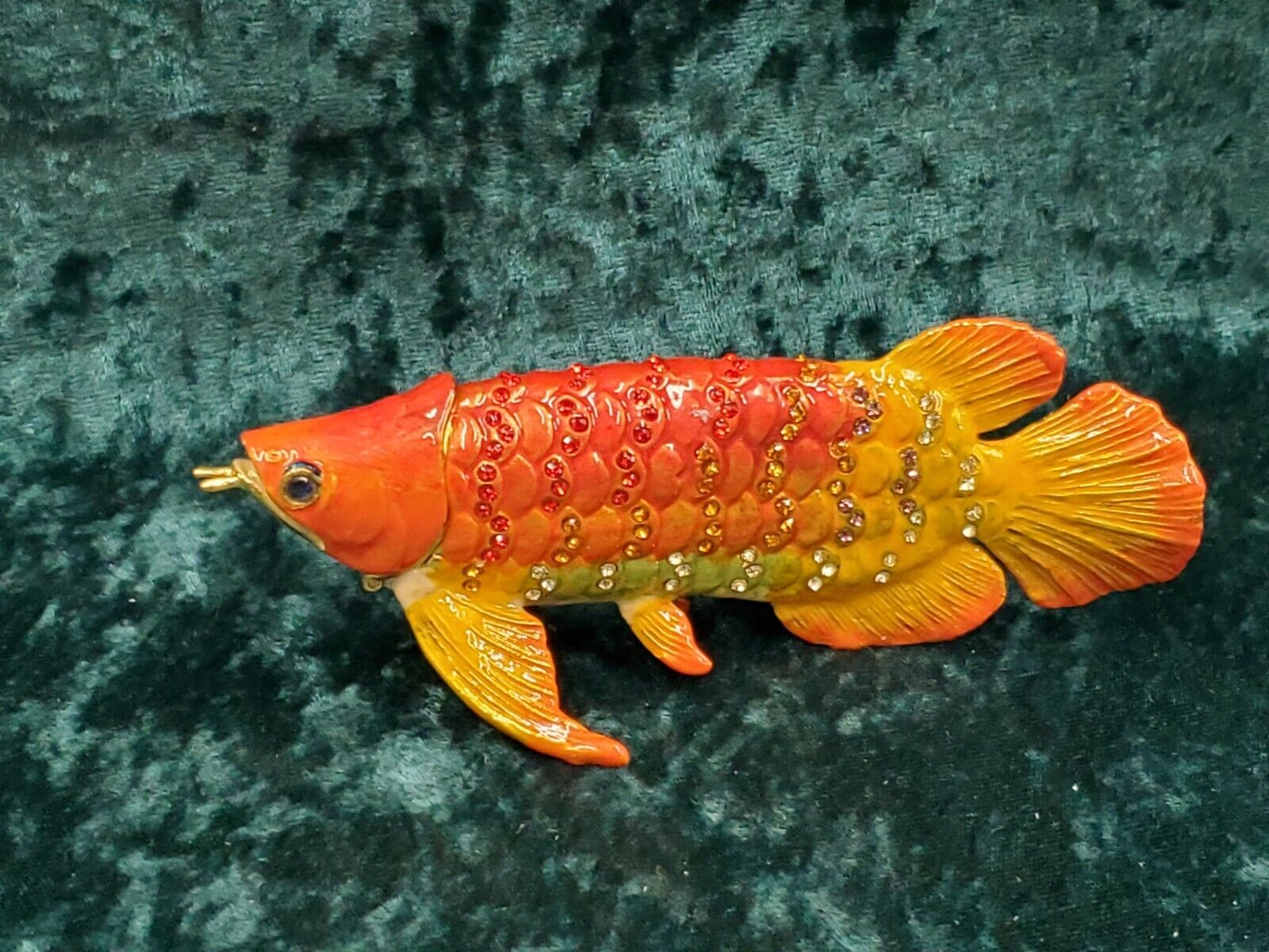 Jere enamel koi fish bejeweled trinket box beautiful bright sparkly shiny 