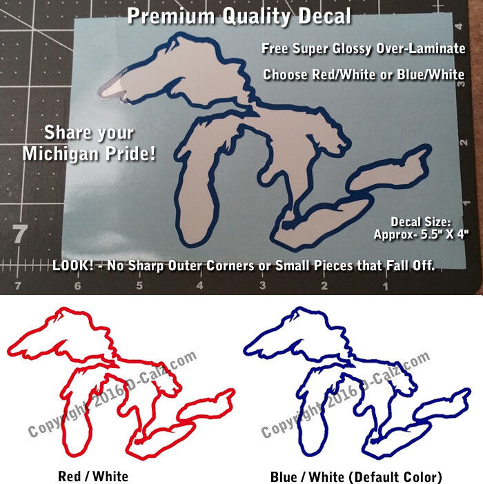 Michigan Decal Great Lakes Premium Quality Laminated Super Glossy 2-colors 0014