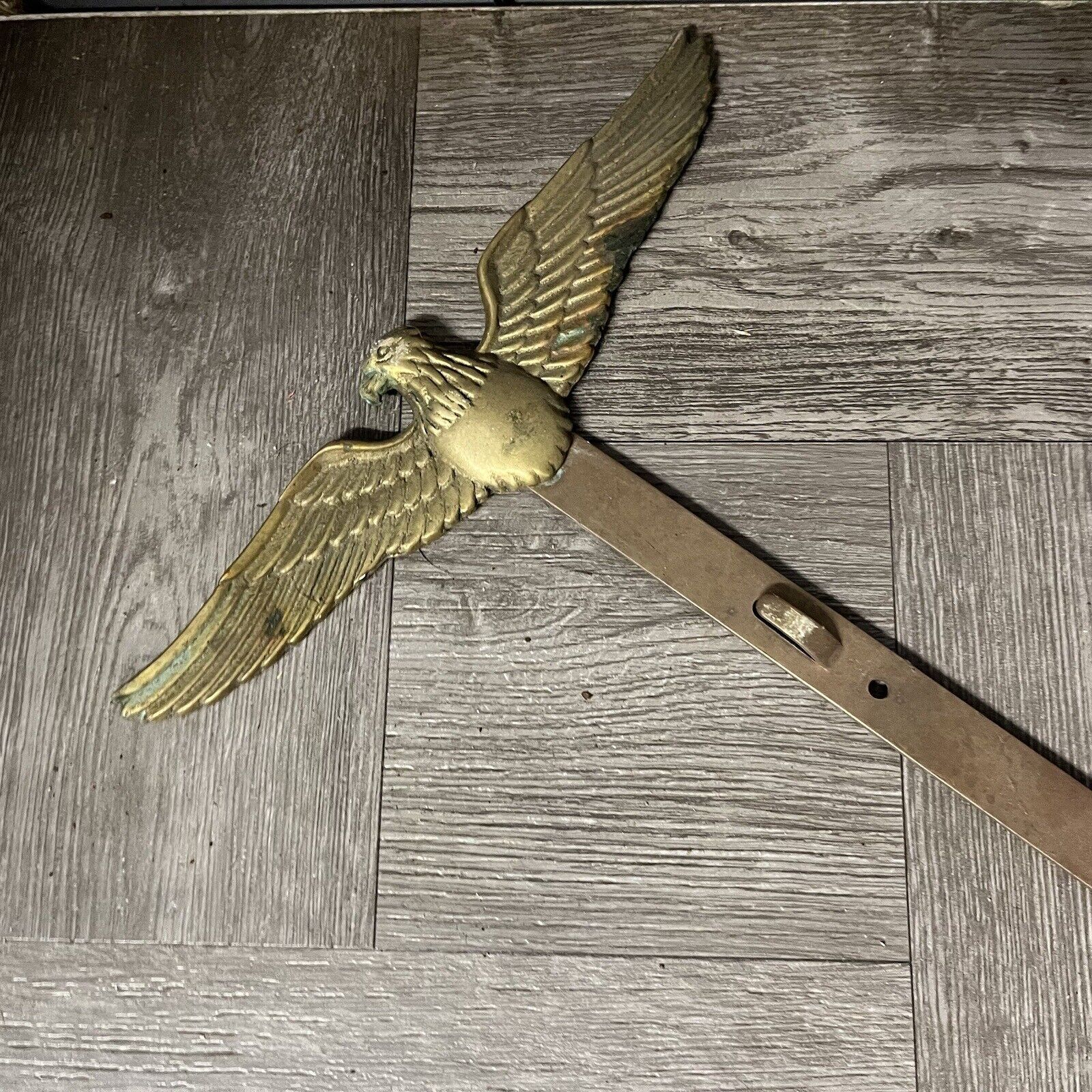 Vintage Early General Store Brass Eagle Endcap Product Display Hanger 46\