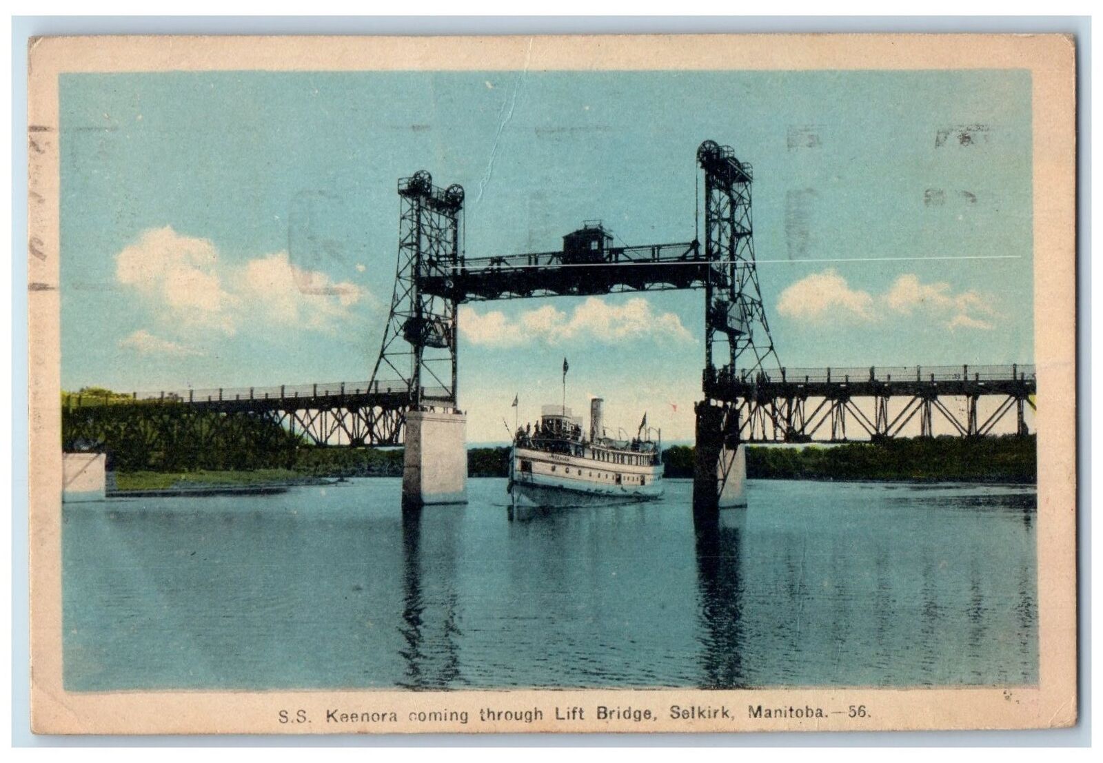 1948 Steamer Ship S.S Keenora Lift Bridge Selkirk Manitoba Canada Postcard