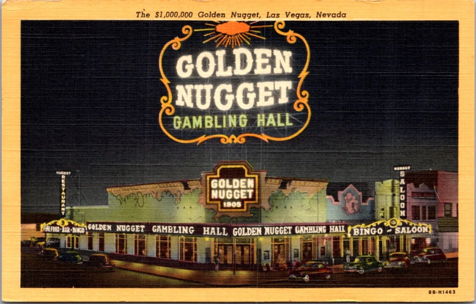 Linen Postcard The $1,000,000 Golden Nugget in Las Vegas, Nevada