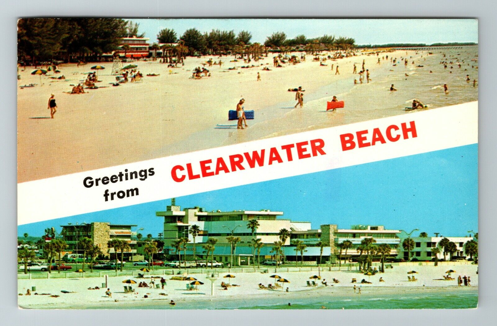 Clearwater Beach FL-Florida, Scenic Beach, Greetings, Vintage Postcard