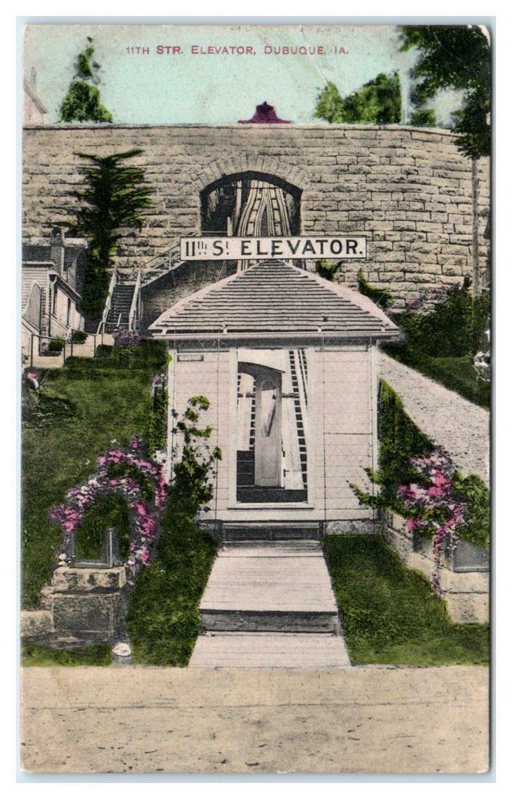 DUBUQUE, IA Iowa ~ 11th Street RAILWAY ELEVATOR 1909  Handcolored Postcard