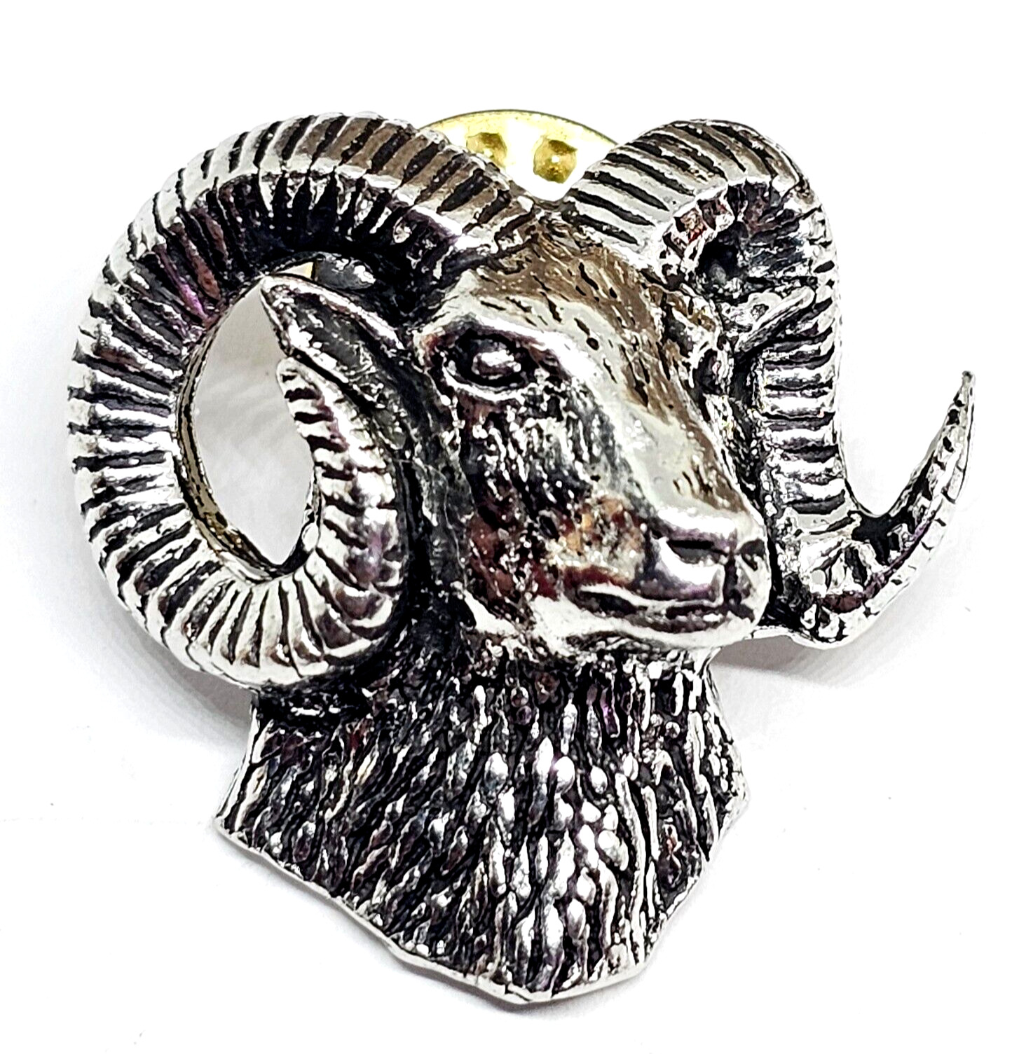 Mouflon Ram Pin Badge Pewter Brooch Sheep Pin Made By Famous A R Brown UK Made