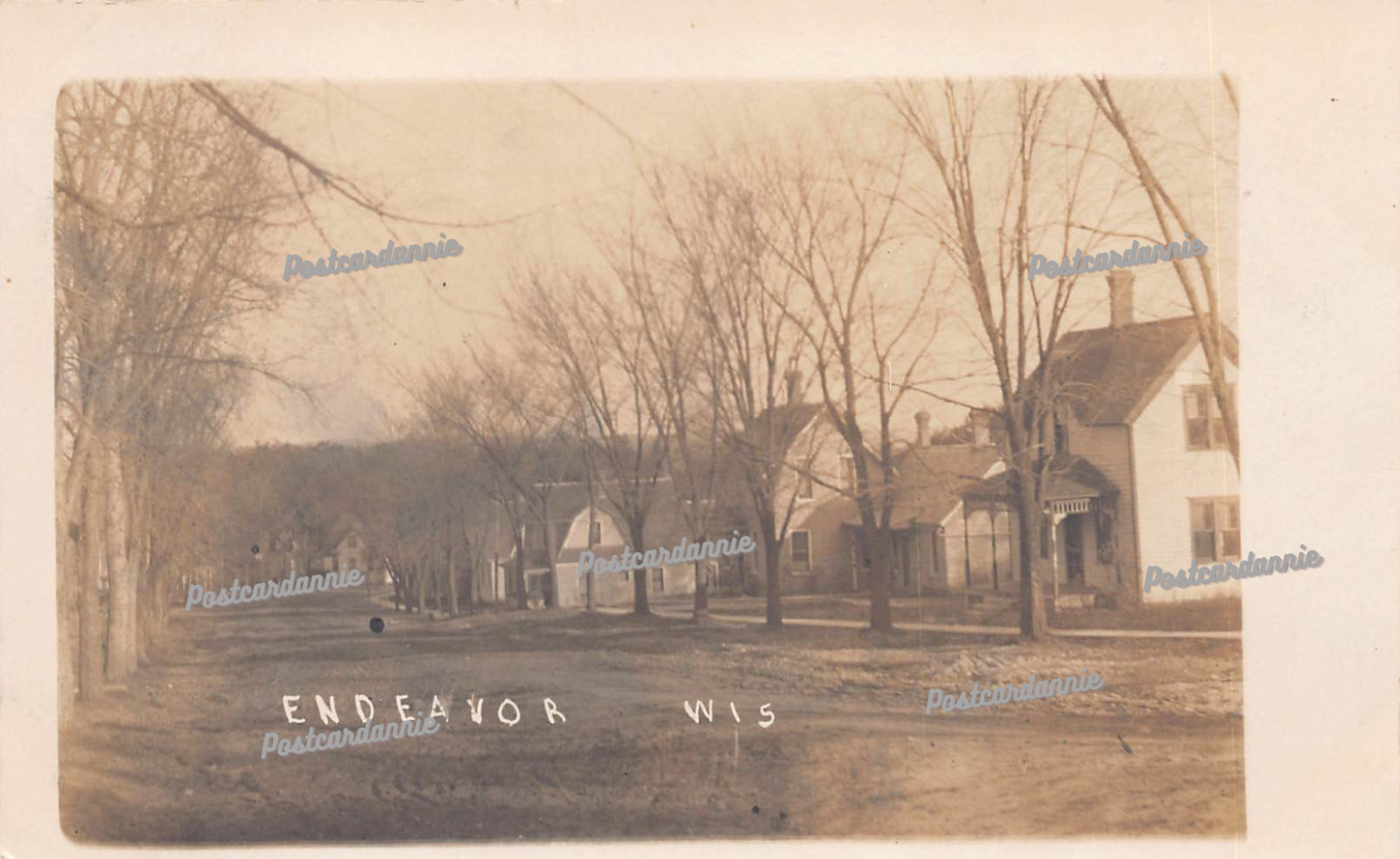RPPC Endeavor WI Wisconsin Main Street Early 1900s Photo Vtg Postcard C33