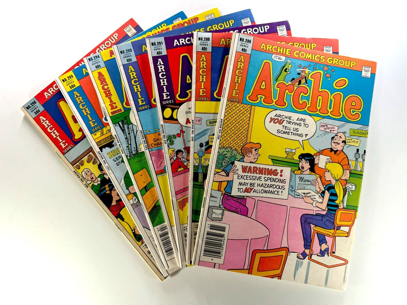 ARCHIE COMICS (1979-80) #286 288 291 293 294 295 298 Betty VERONICA Lot FN to VF