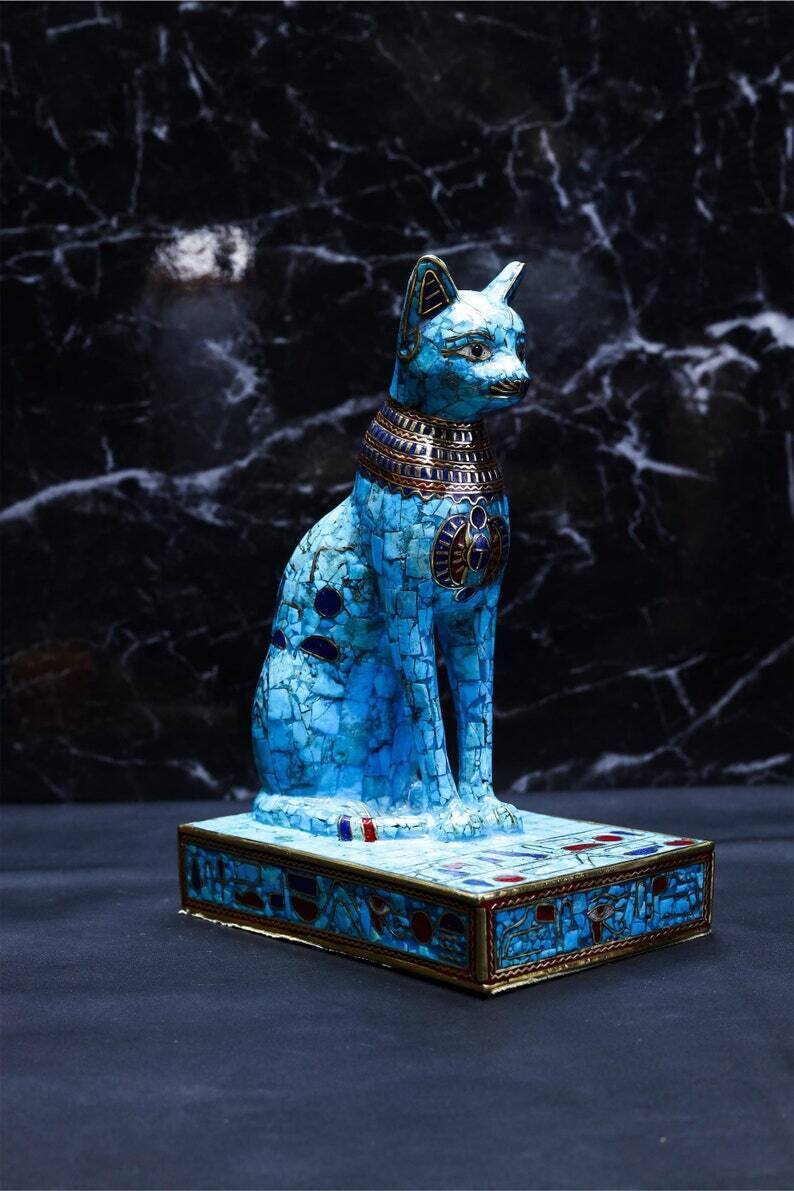 Gemstones Egyptian Bastet cat, Goddess Bastet Egyptian Cat. Egyptian cat statue