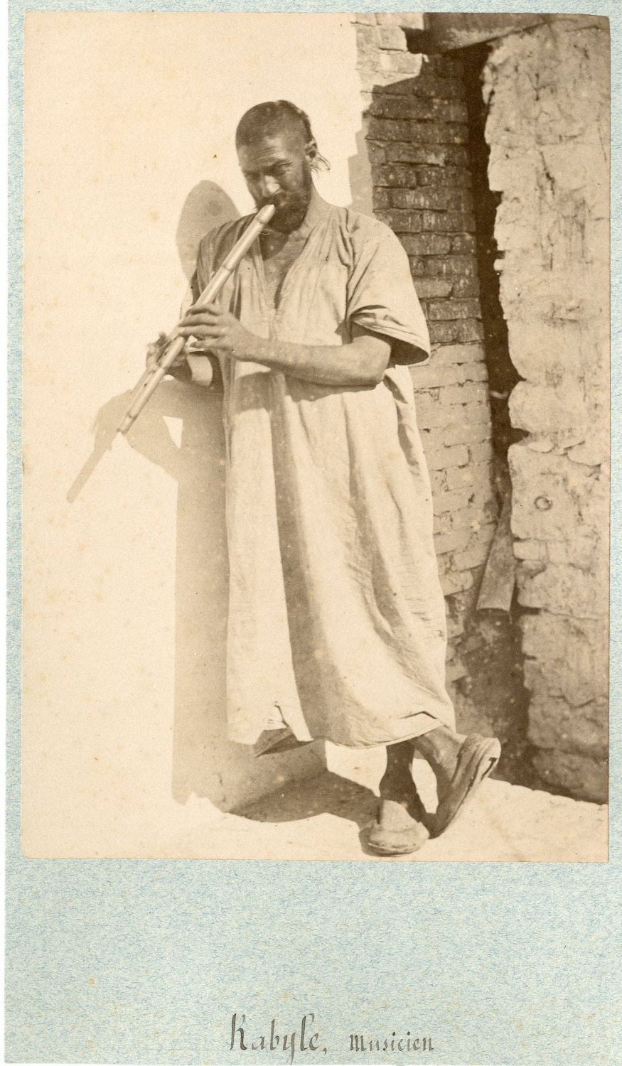 Famin, Algeria, Kabyle musician vintage albumen print. Vintage Algeria Tirg