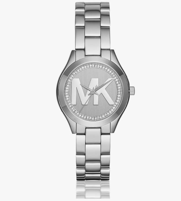 Michael Kors Women\'s Mini Slim Runway Logo Silver-Tone Watch MK3548