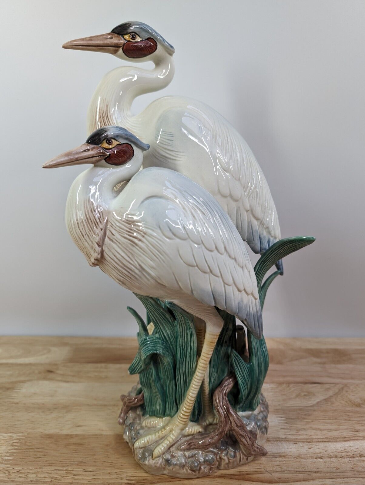 Vintage Fitz & Floyd Marsh Egrets Statue - Heron Bird Wildlife Figurine - 14”