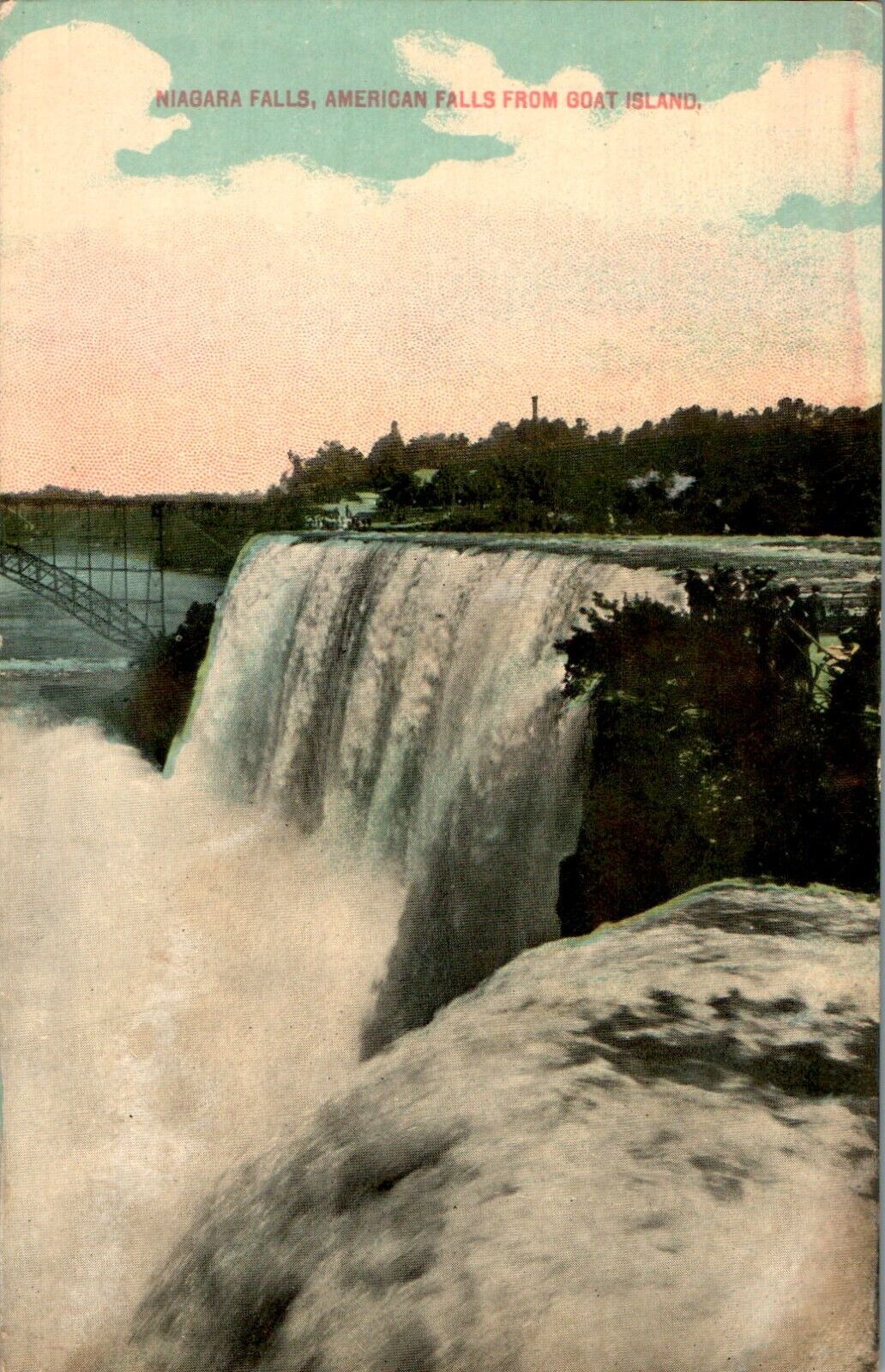 American Falls from Goat Island, Niagara Falls, New York NY Postcard