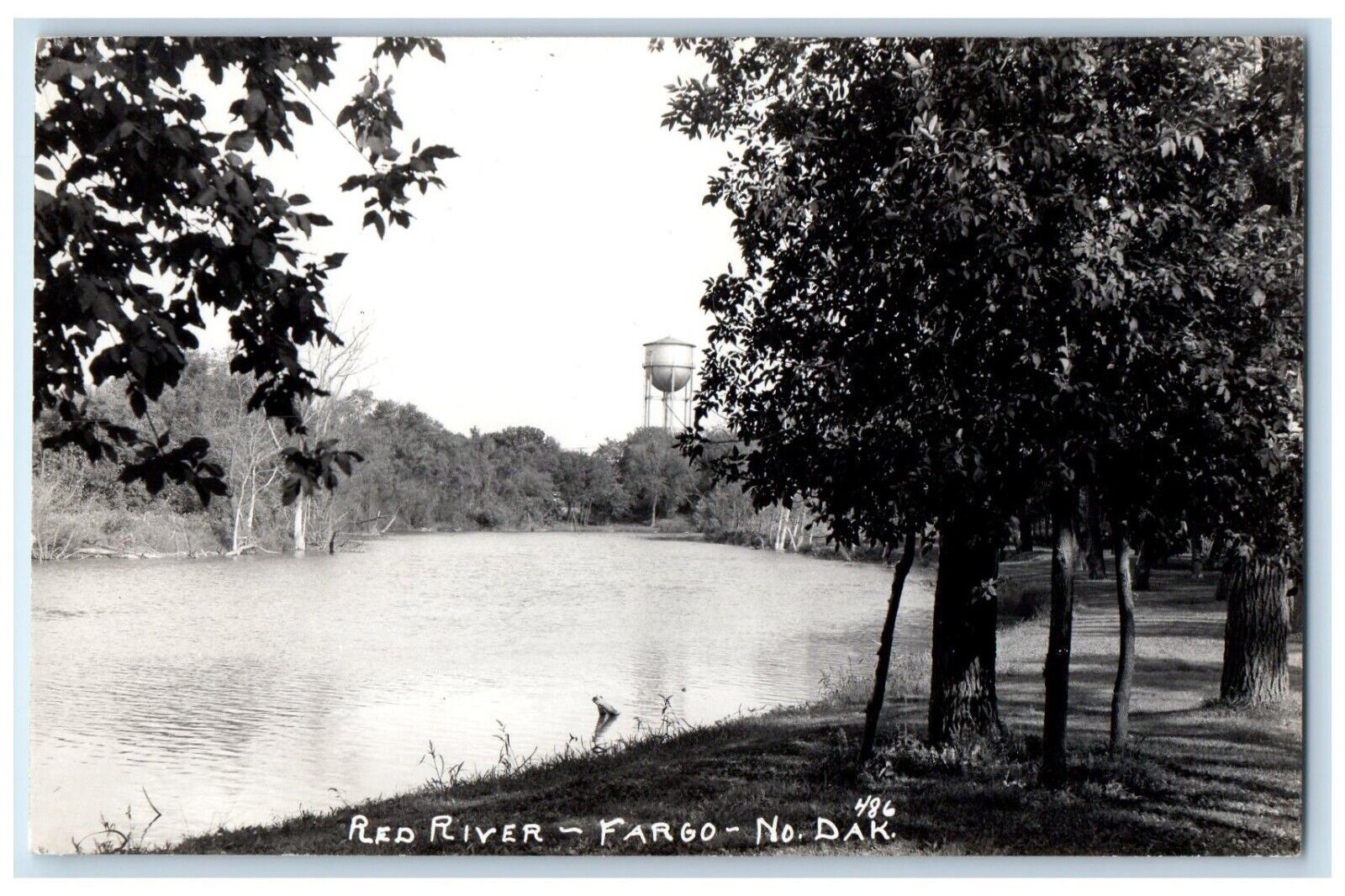 c1940's Red River Water Tower Fargo North Dakota ND Vintage RPPC Photo Postcard