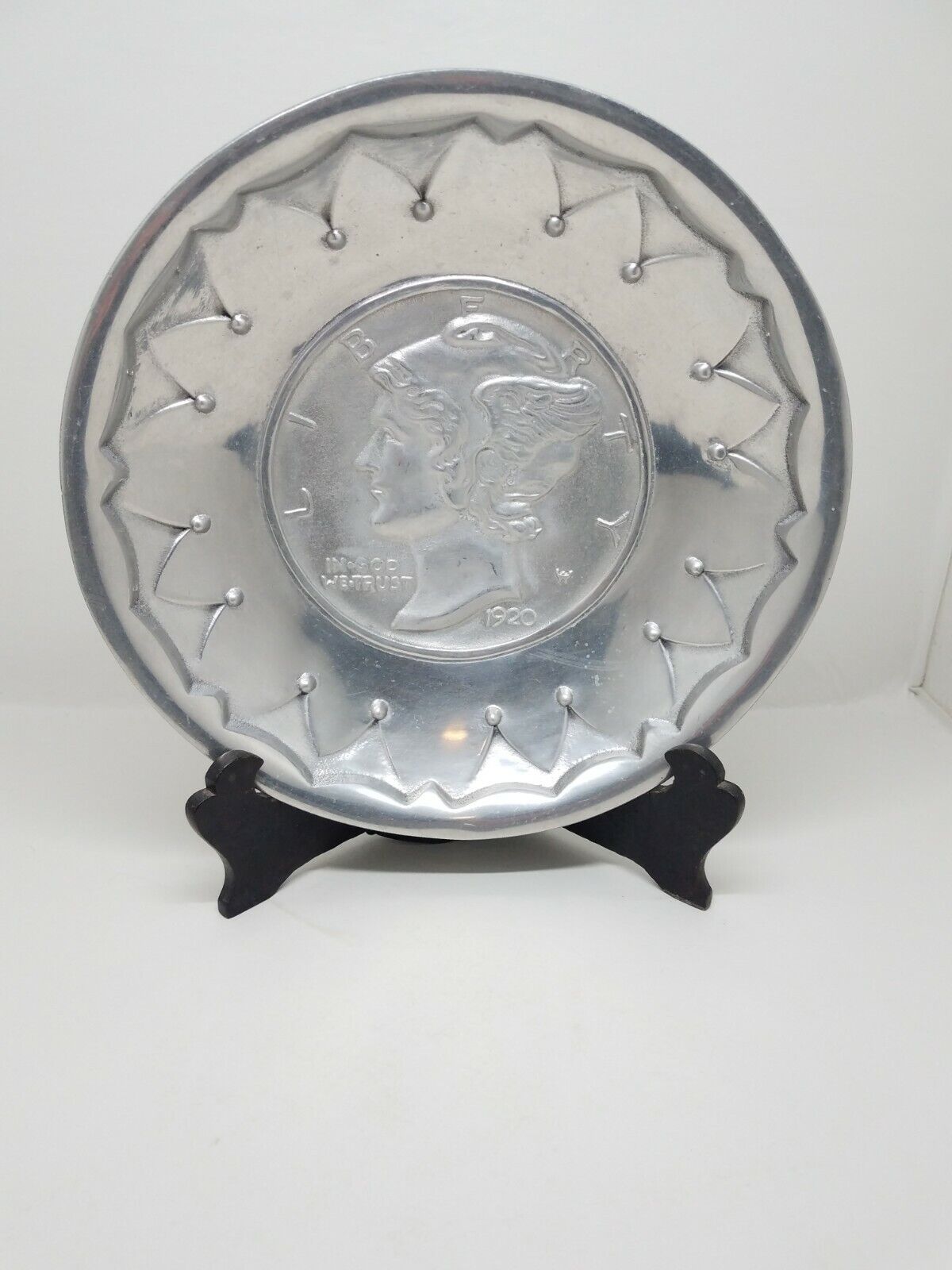 Robert Dennison Pewter Bowl Liberty Coin Inspired Artist Signed Dated 1995 