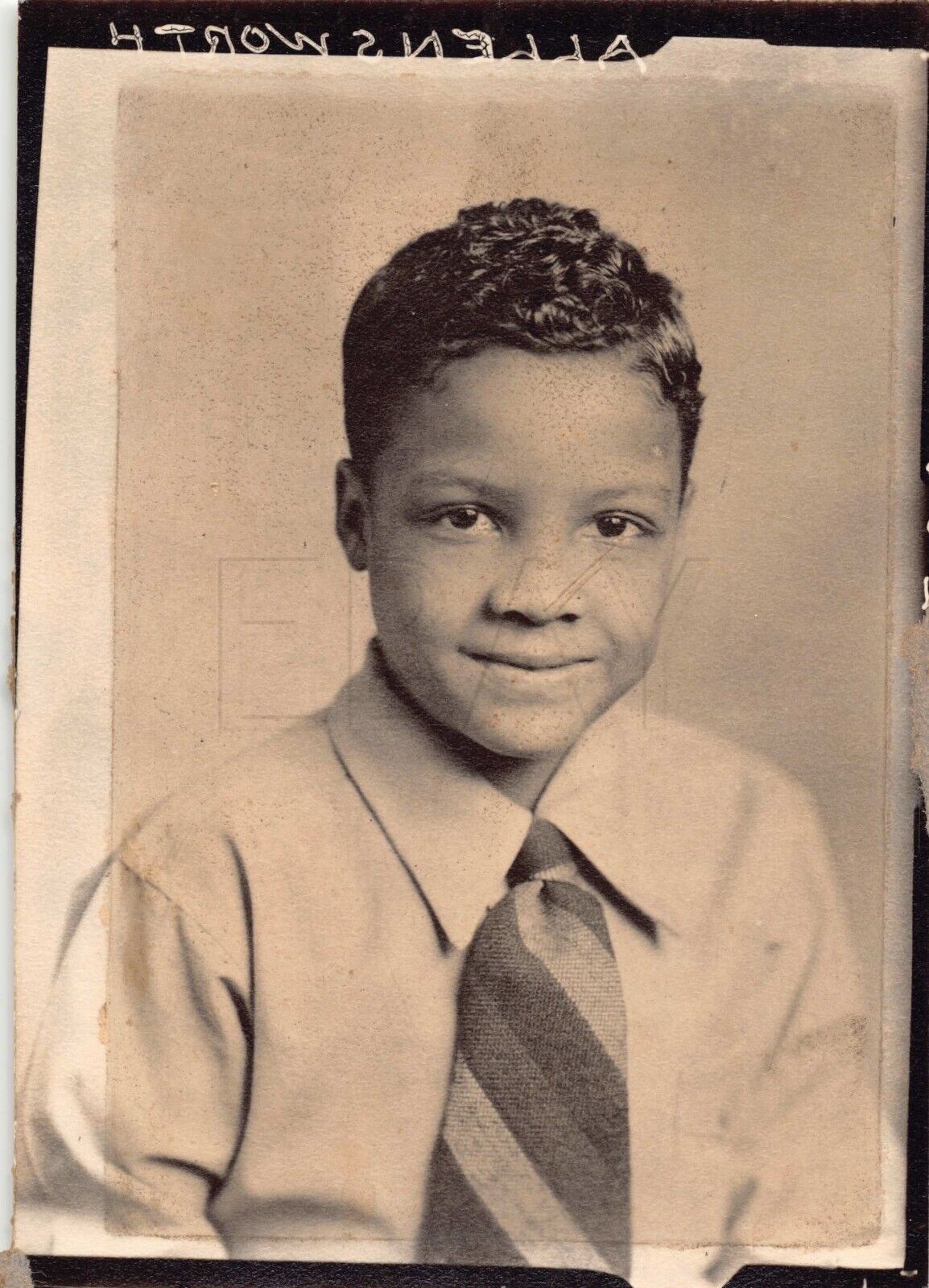 Old Photo Snapshot African American Boy Smiling Vintage 3A9