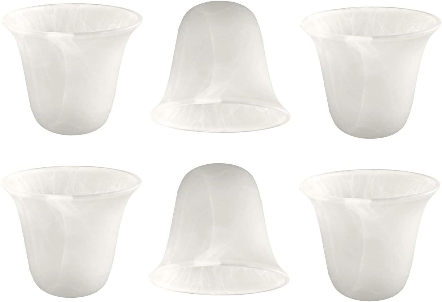 Giluta 6 Pack Bell Shaped Glass Shade Alabaster Light Fixture Shades 1-5/8\
