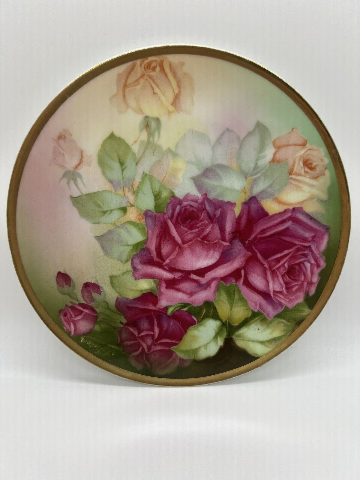 Antique Sevres Bavaria Monte Carlo Roses Handpainted 7.5” Plate • A. Greiner
