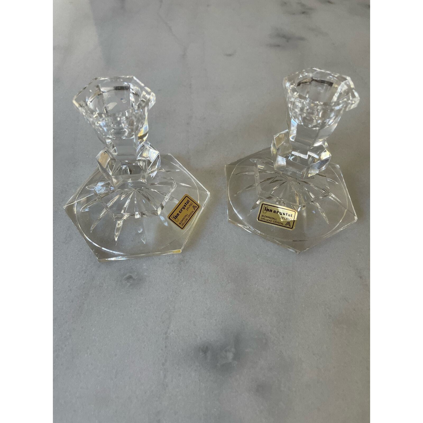 Two Vintage Inn Crystal 24% lead crystal candle holder Bleikristall