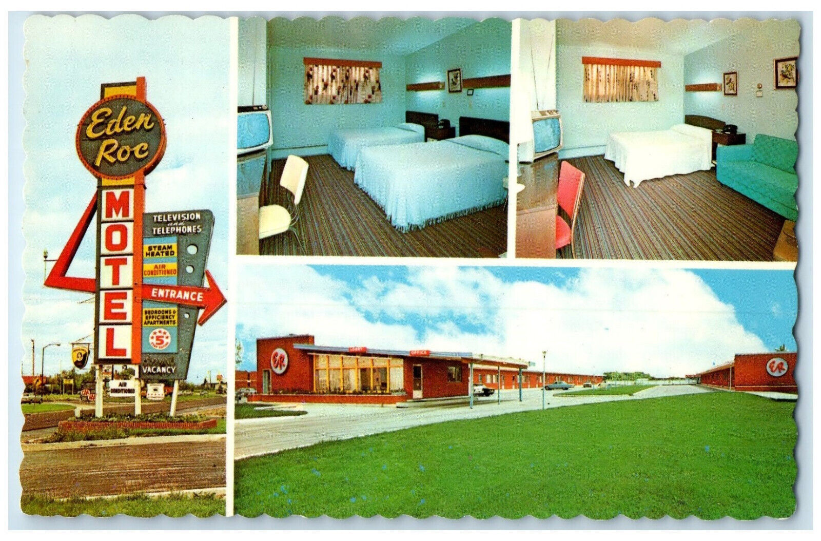 c1950\'s Eden Roc Motel Winnipeg Manitoba Canada Vintage Multiview Postcard