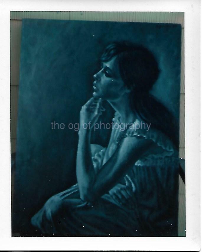 1960\'s 1970\'s COLOR FOUND PHOTOGRAPH OF A PAINTING Portrait Woman VINTAGE 03 6 K
