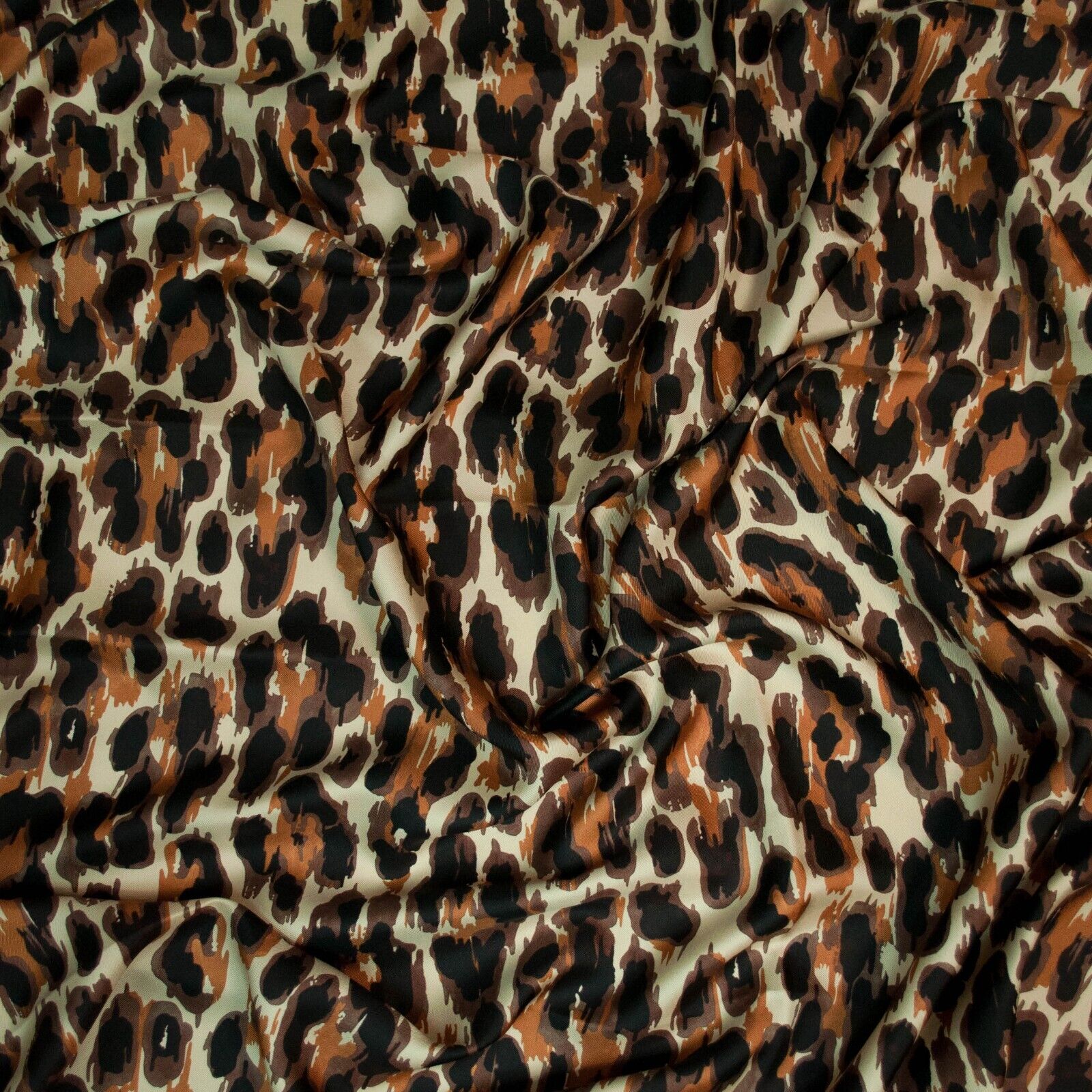 Italian designer mulberry silk twill fabric. Leopard skin print. 130x145cm.