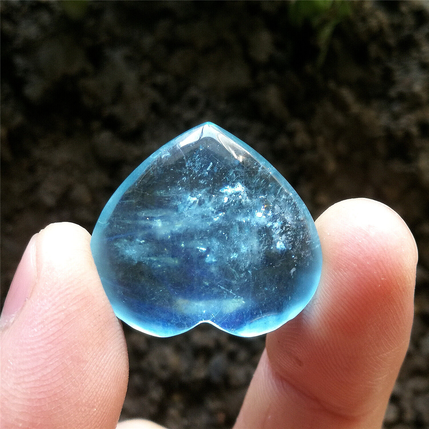 42ct 25mm 1pcs Natural Big Clear Aquamarine Crystal Heart Pendant RARE