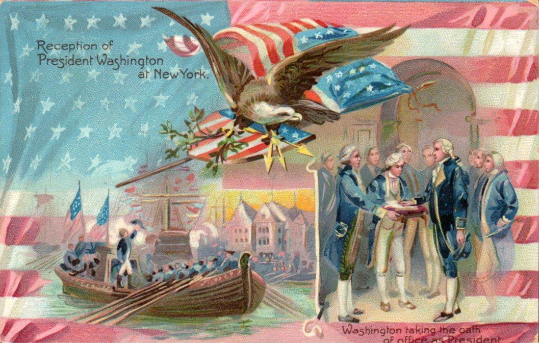 WASHINGTON\'S RECEPTION In NY & TAKING OATH, TUCK Vintage 1908 PATRIOTIC Postcard
