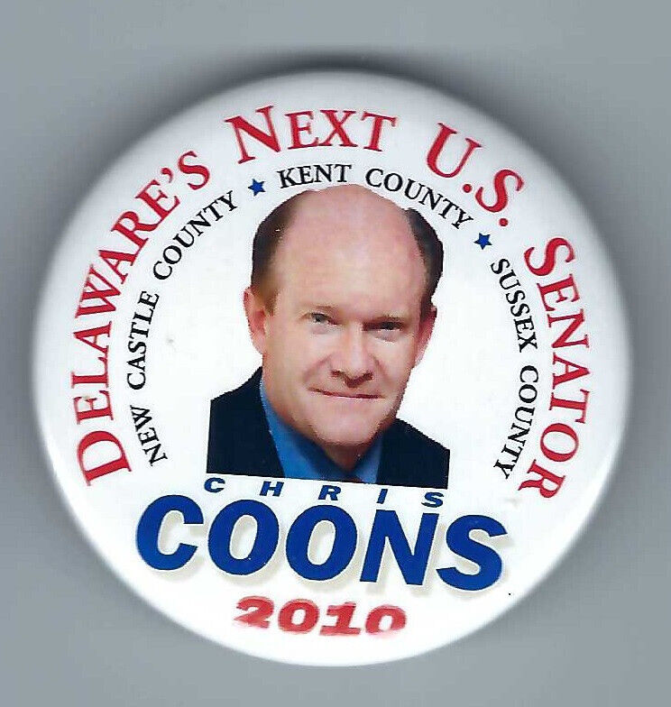 Chris Coons Delaware (D) US Senator 2010-present political button Kent County