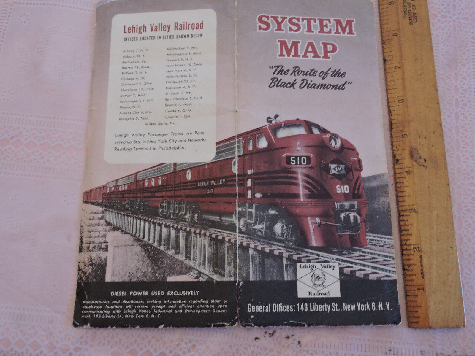 RARE 1950 LVRR Lehigh Valley Railroad Transit New York System MAP Brochure NYC