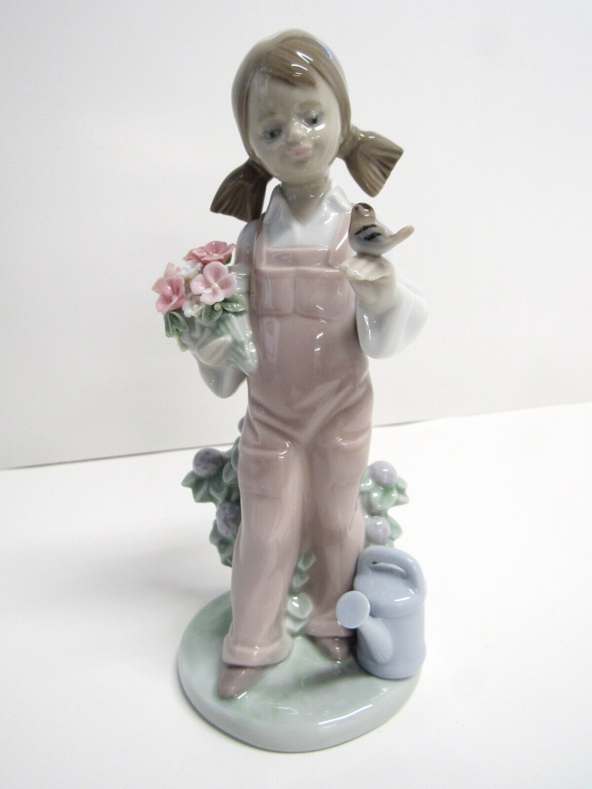 Lladro Spring Girl with Bird & Watering Can in Original Box - Excellent