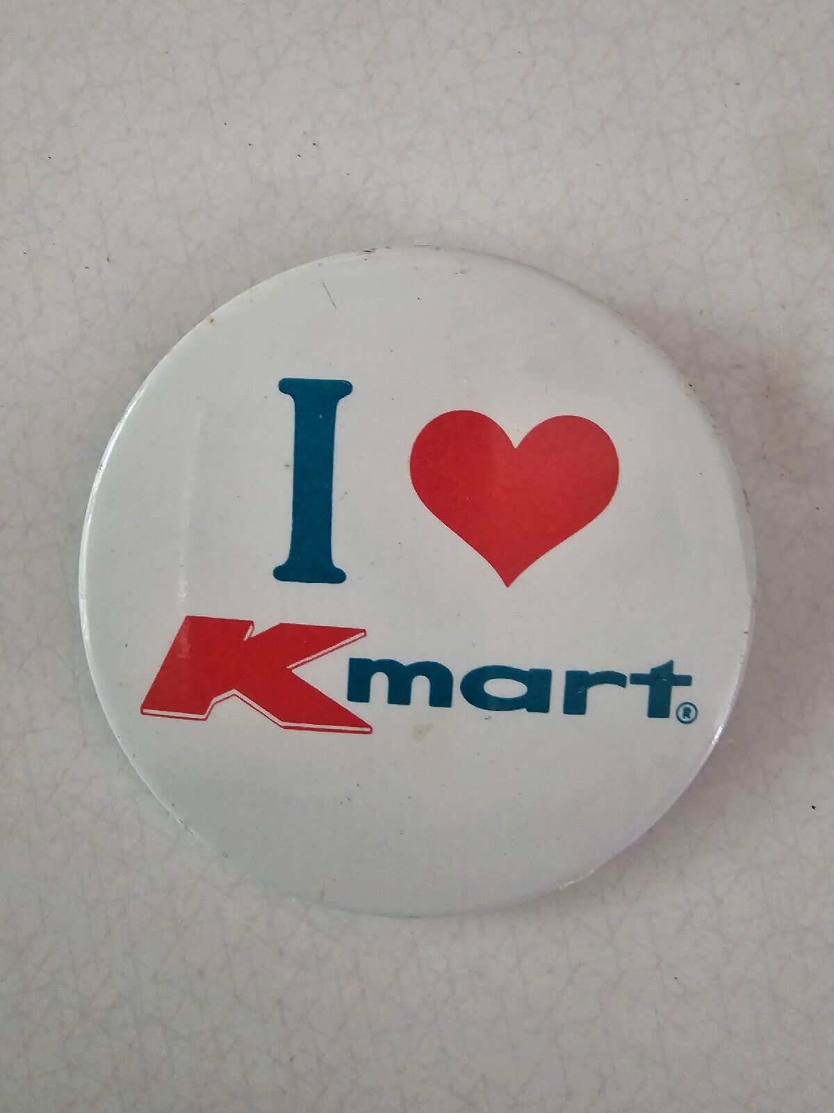 I Love KMart Pinback Metal Button Vintage 3\