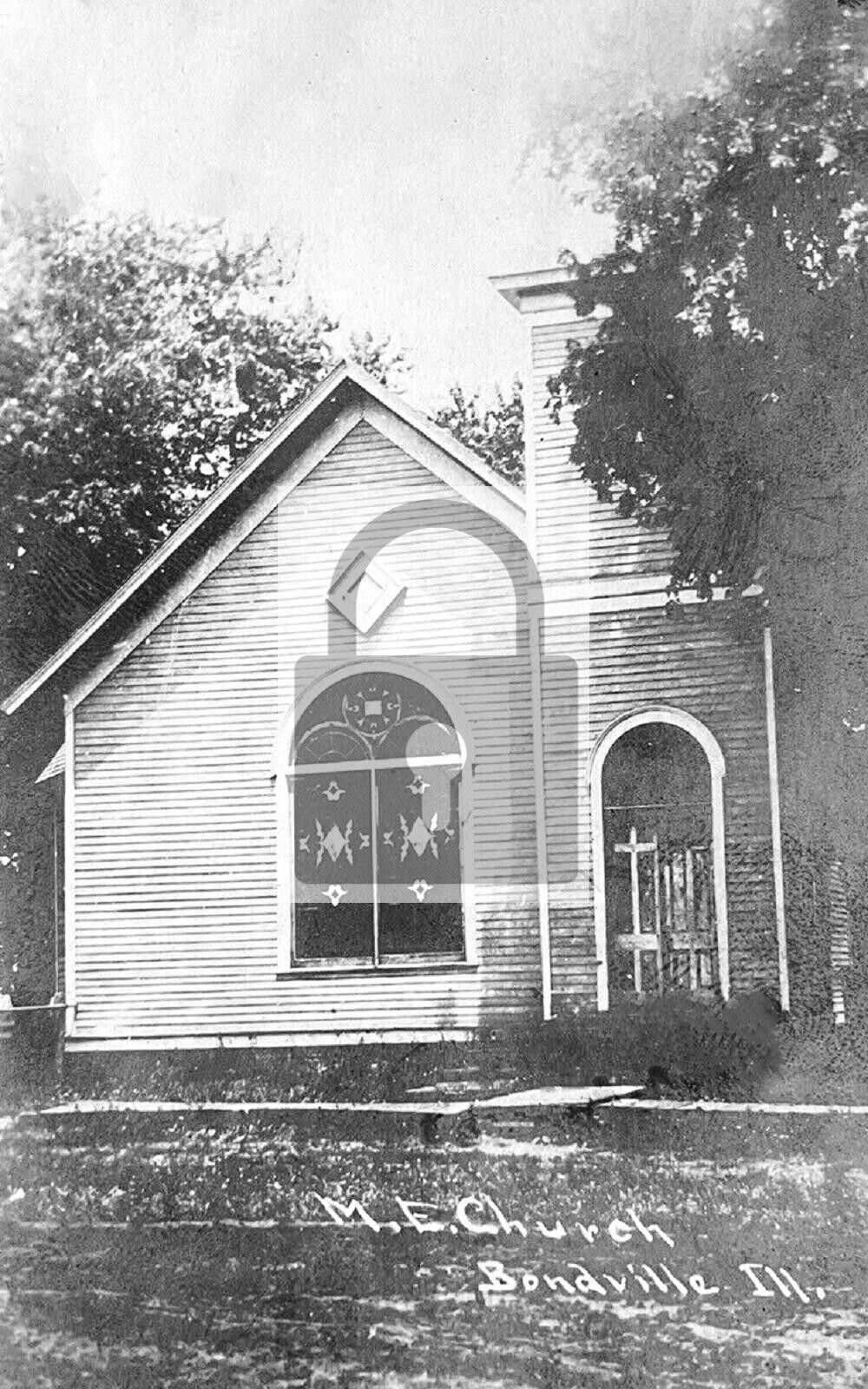 M E Church Building Bondville Illinois IL Reprint Postcard