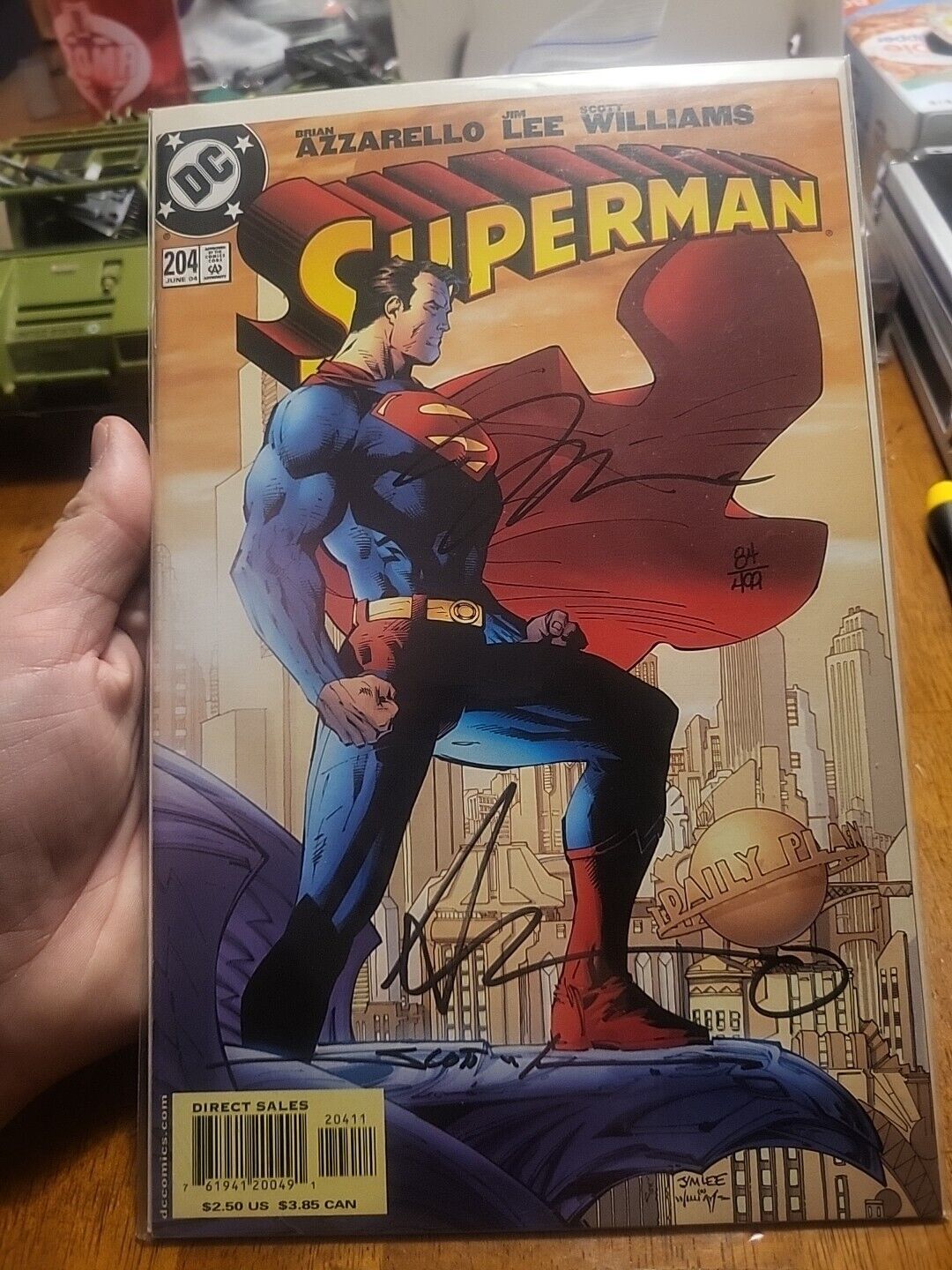 Superman #204 (2004) - SIGNED by Jim Lee, Brian Azzarello And Scott Williams 