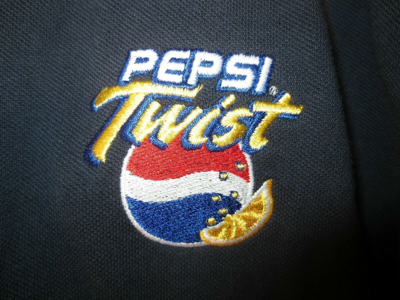 Vintage Pepsi Lemon Twist PEPSI TWIST Short Sleeve Blue Polo Shirt Size Large