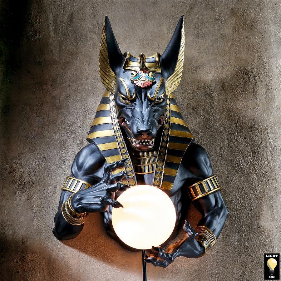 Master of Light & Darkness Jackal God Anubis Egyptian Wall Mounted Lamp