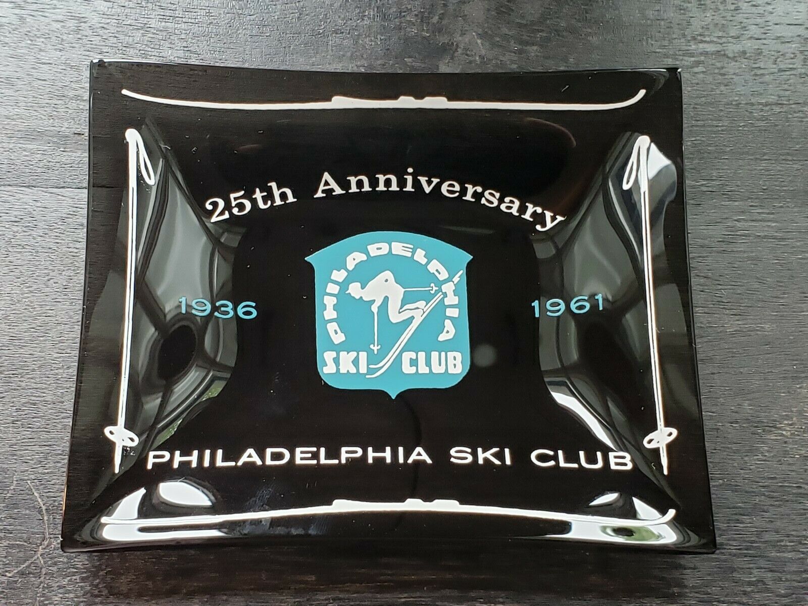 1961 Philadelphia Ski Club Glass Ashtray