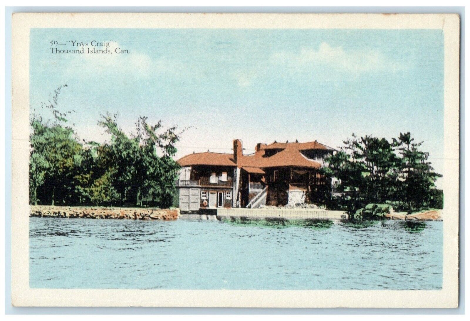 c1910\'s View Of Ynys Craig Thousand Islands Canada, House Lake Front Postcard
