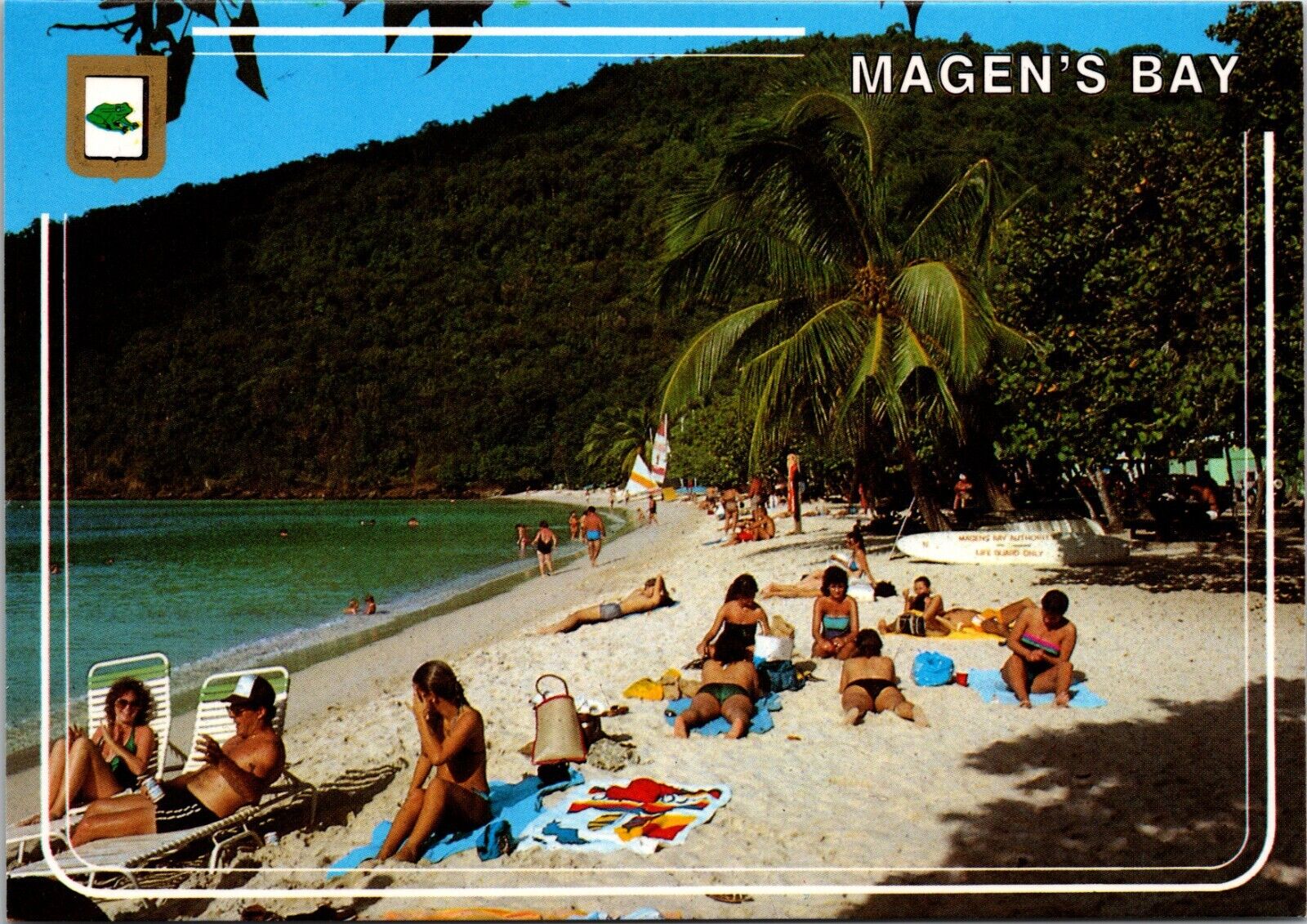 6X4 Postcard St. Thomas U.S. Virgin Islands Magen\'s Bay Beach Palm Trees Bathers