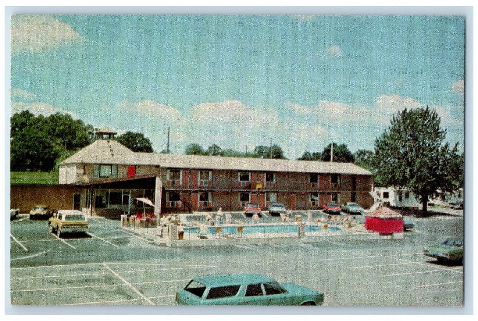c1950\'s The Turf Motel And Pool Cars Charles Town West Virginia WV Postcard