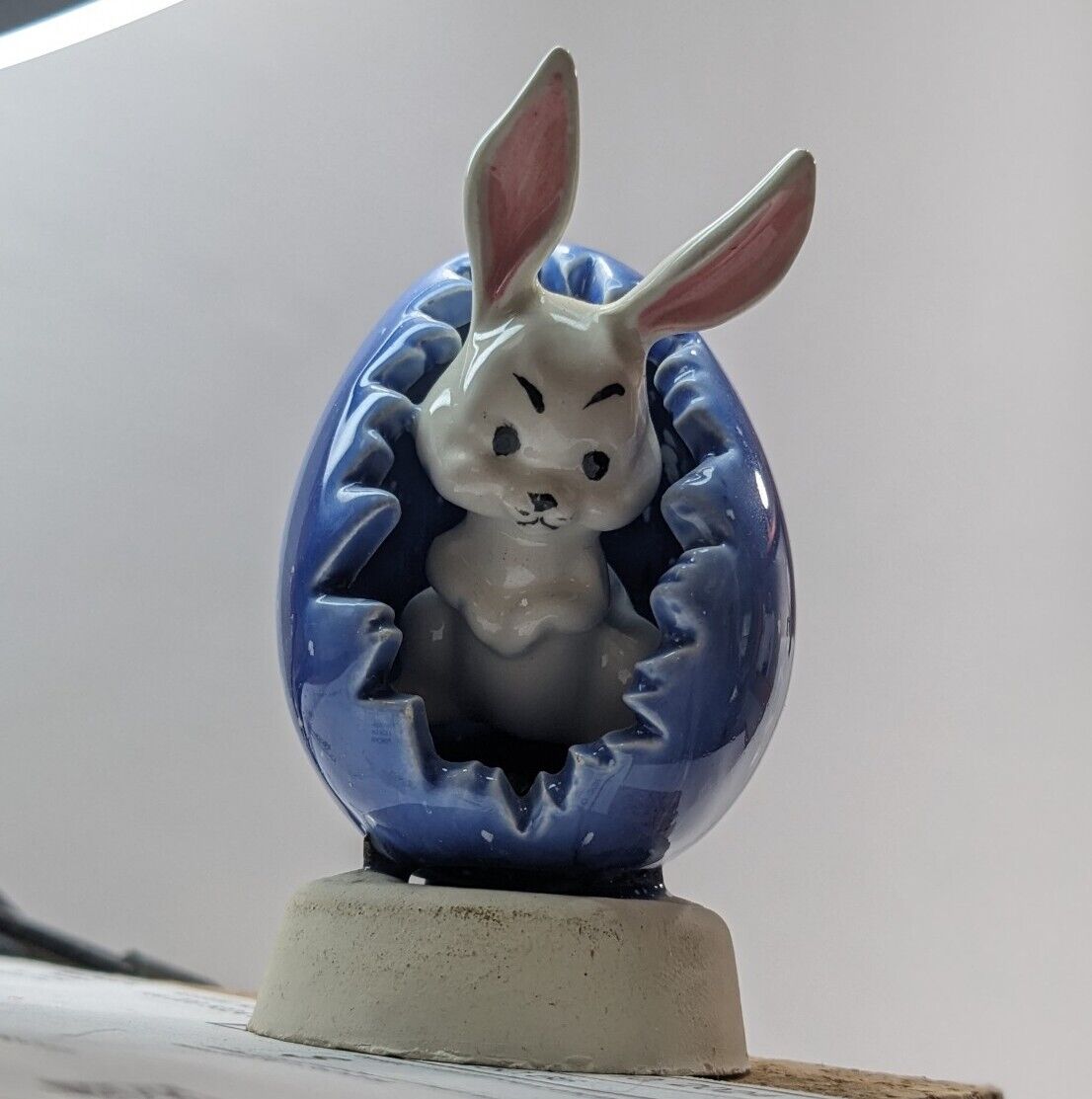 Bunny Rabbit coming out of Cracked Easter Egg Figurine 3 in tall