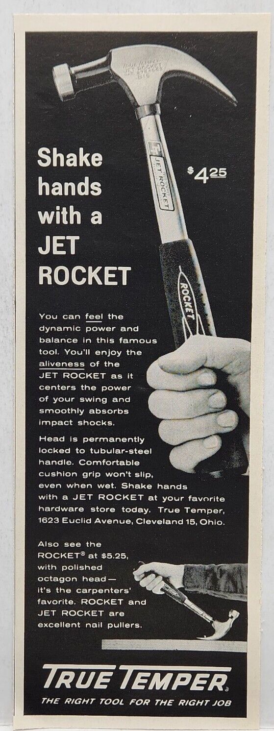 1959 True Temper Hammer Jet Rocket Vtg Print Ad Man Cave Poster 50s Cleveland OH