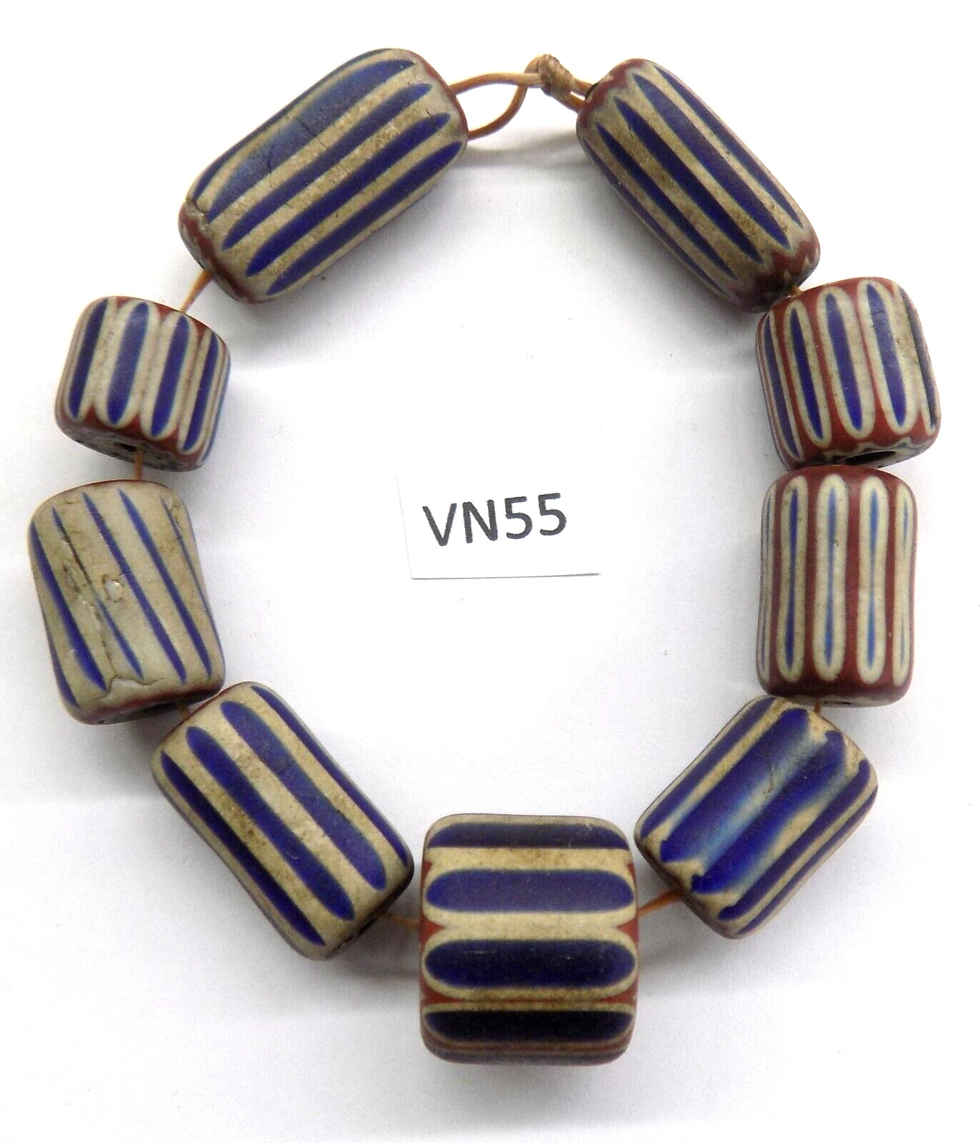 Strand of 9 Antique Venetian Chevron Trade Bead African from Estate VN55 Bg 52