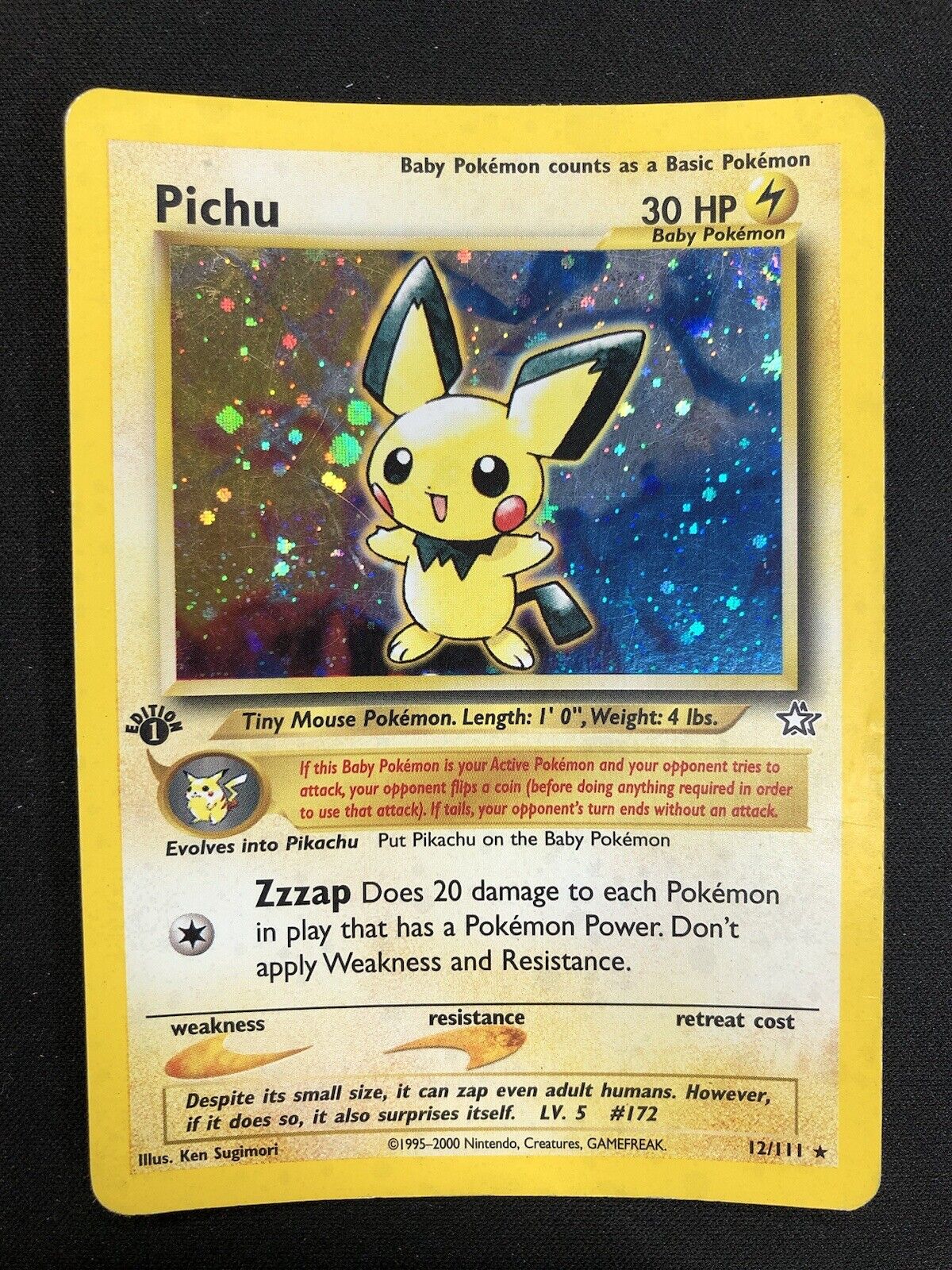 Pokemon Picchu 12/111 Neo Genesis Rare Holo First Edition Wizards ENG Vintage