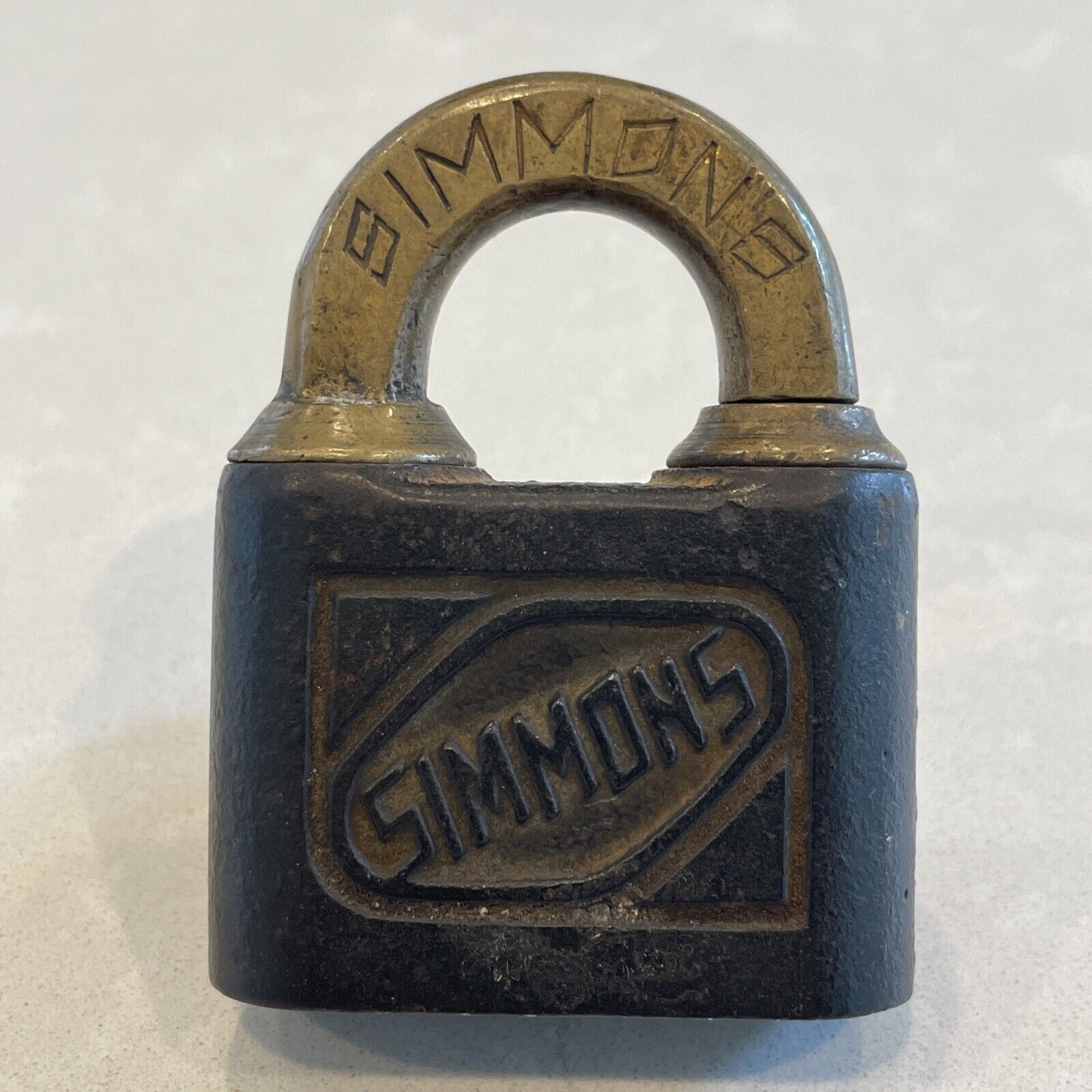Antique Vintage Cast Iron Simmons USA Lock No Key