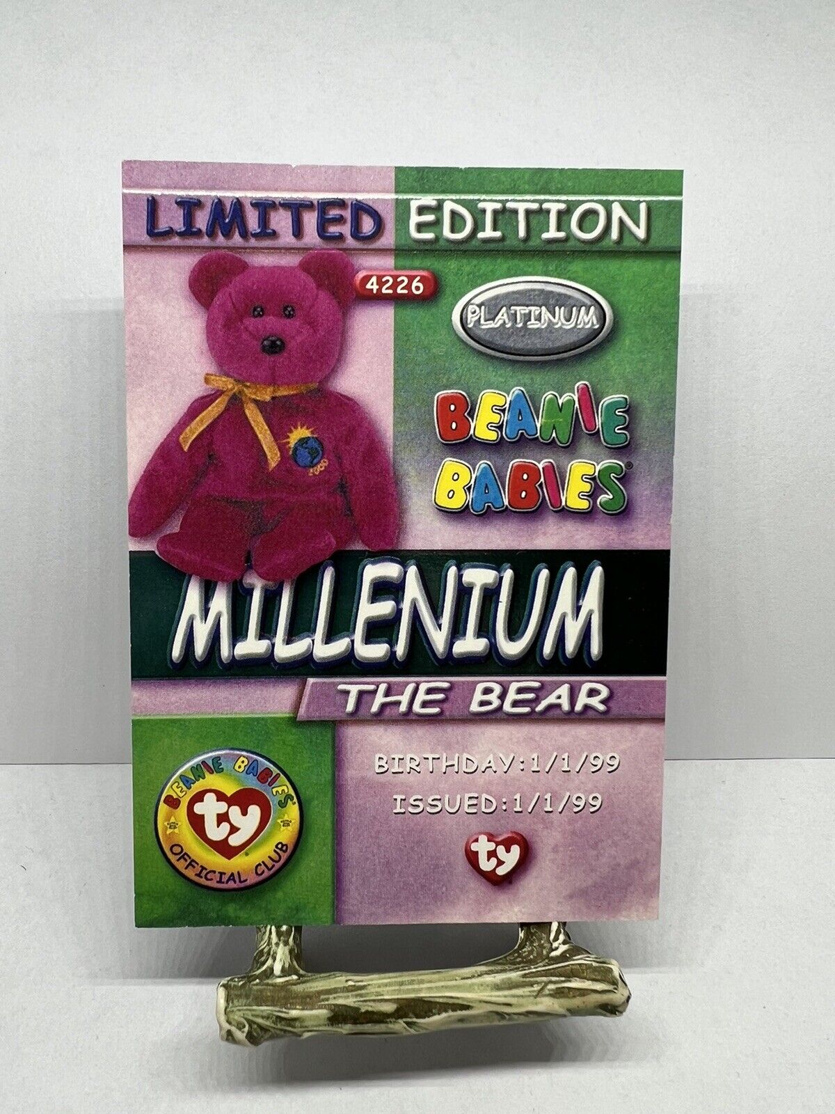 TY Beanie Babies Platinum Edition Card - 4226 Millennium The Bear