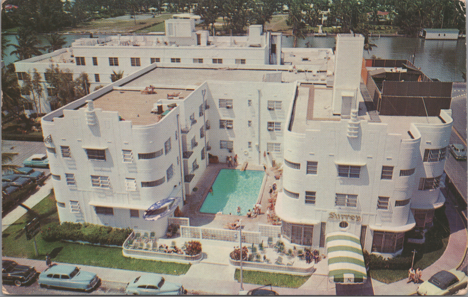Surrey Hotel Miami Beach FL Art Deco 1954 Aerial View Promo Postcard - Posted