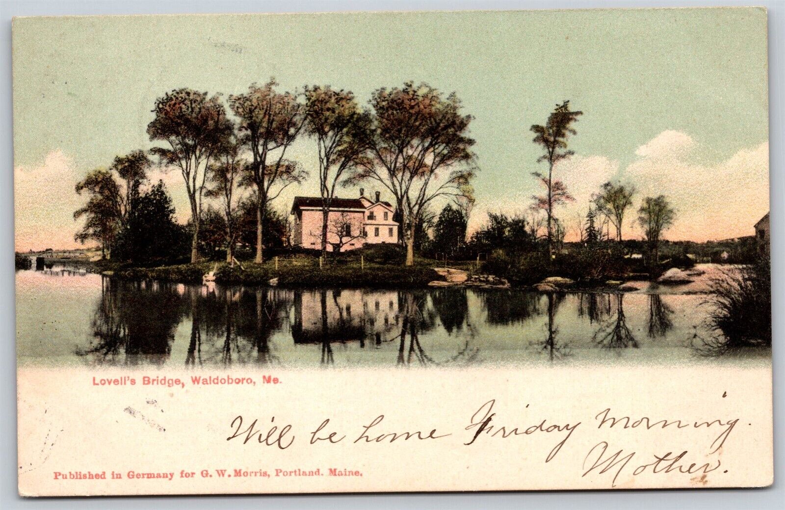 Postcard Lovell's Bridge Waldoboro Maine 1906 D159
